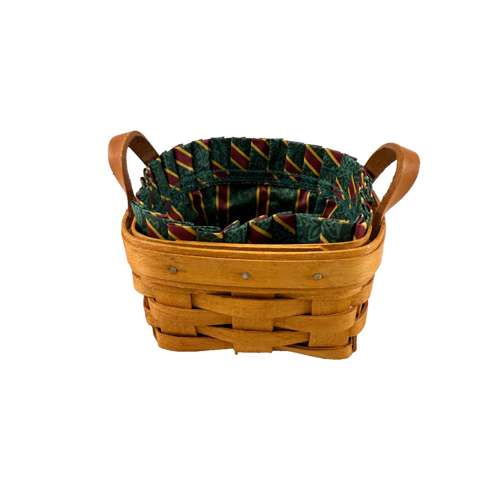 1994 Longaberger Sweet‎ Basil Basket w/Striped Liner 5"L x 5"W x 2.5"H
